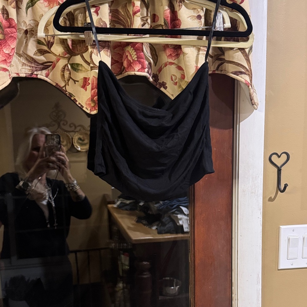 LNA Black Draped Top